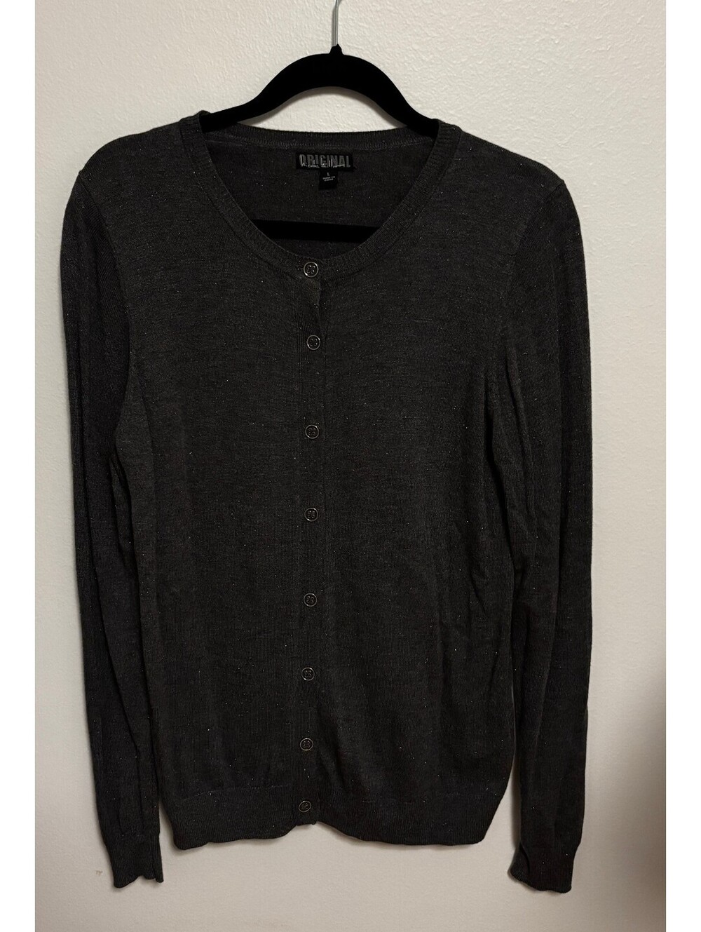 Original Nicole Heller Gray Button-Front Cardigan Sweater Size Large (225)
